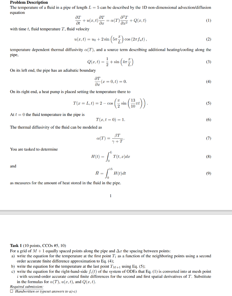 Solved Problem Description The temperature of a fluid in a | Chegg.com