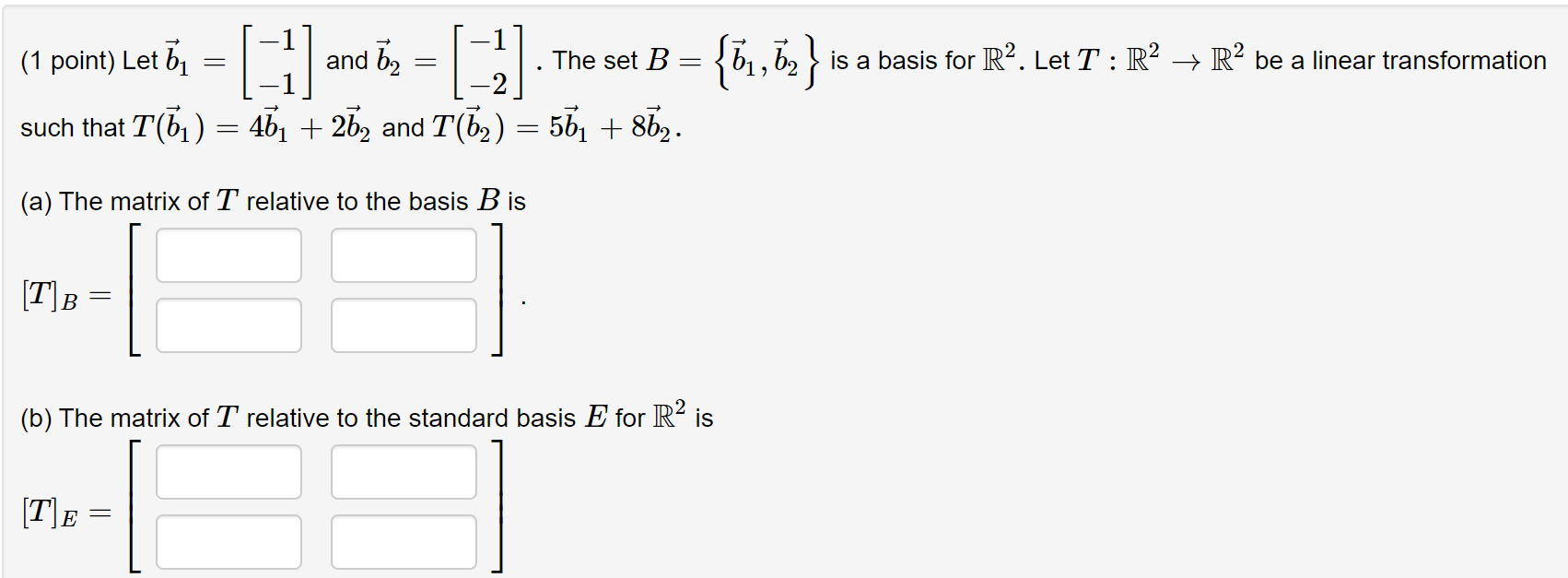 Solved Let B⃗ 1=[−1−1]b→1=[−1−1] And B⃗ 2=[−1−2].b→2=[−1−2]. | Chegg.com