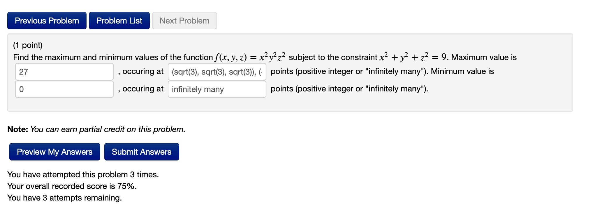 Solved Previous Problem Problem List Next Problem (1 point) | Chegg.com