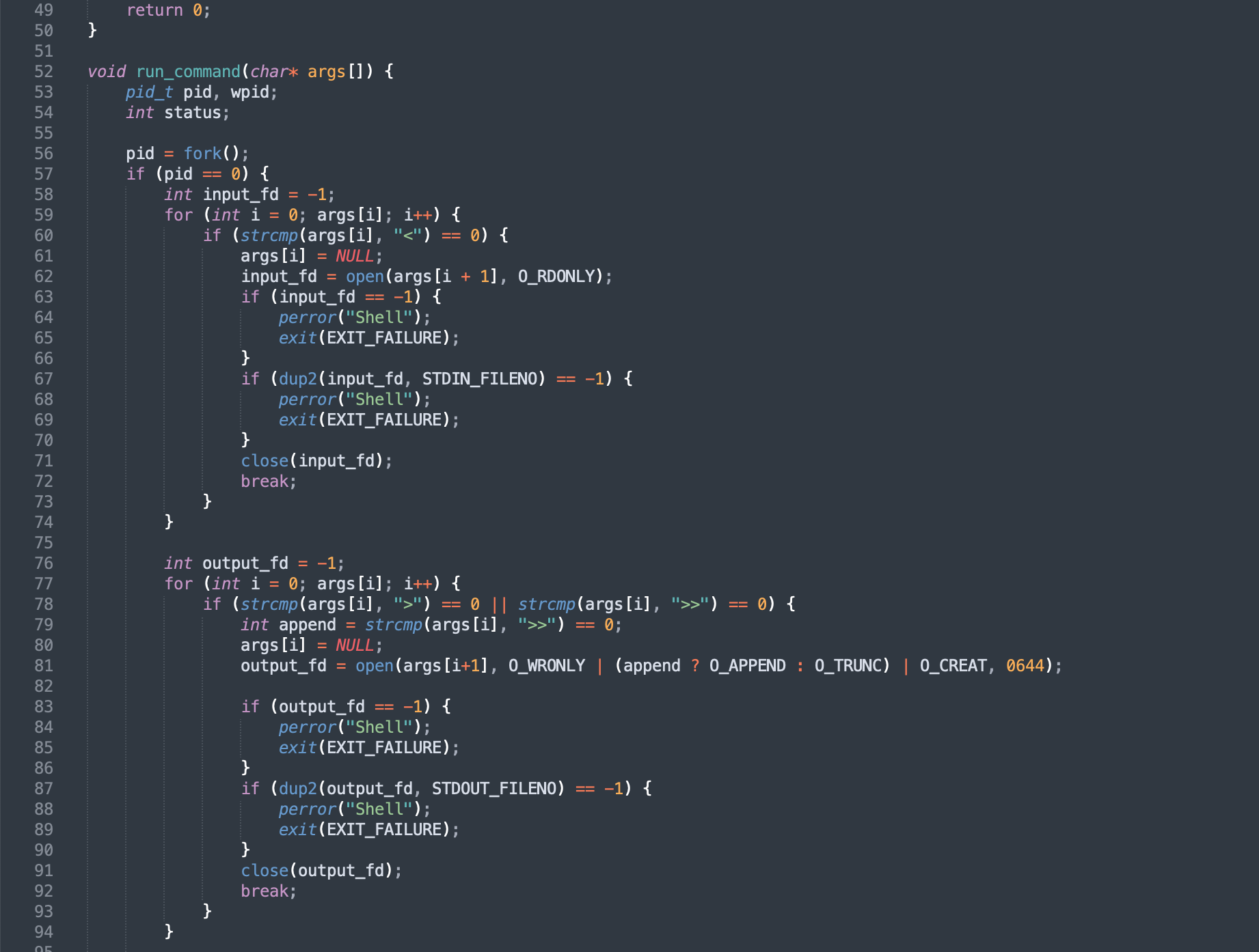 Solved The following code is a shell in C.The functionality