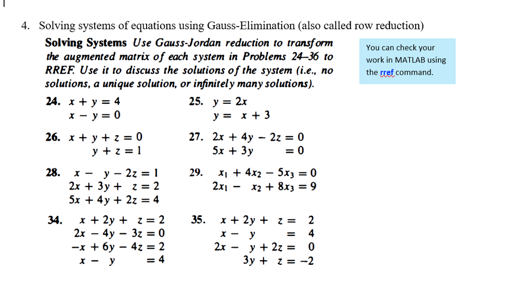 Solved 4. Solving systems of equations using | Chegg.com