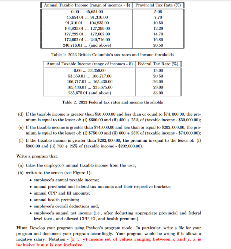 Solved rogram Requirements 1. British Columbia Income Tax | Chegg.com