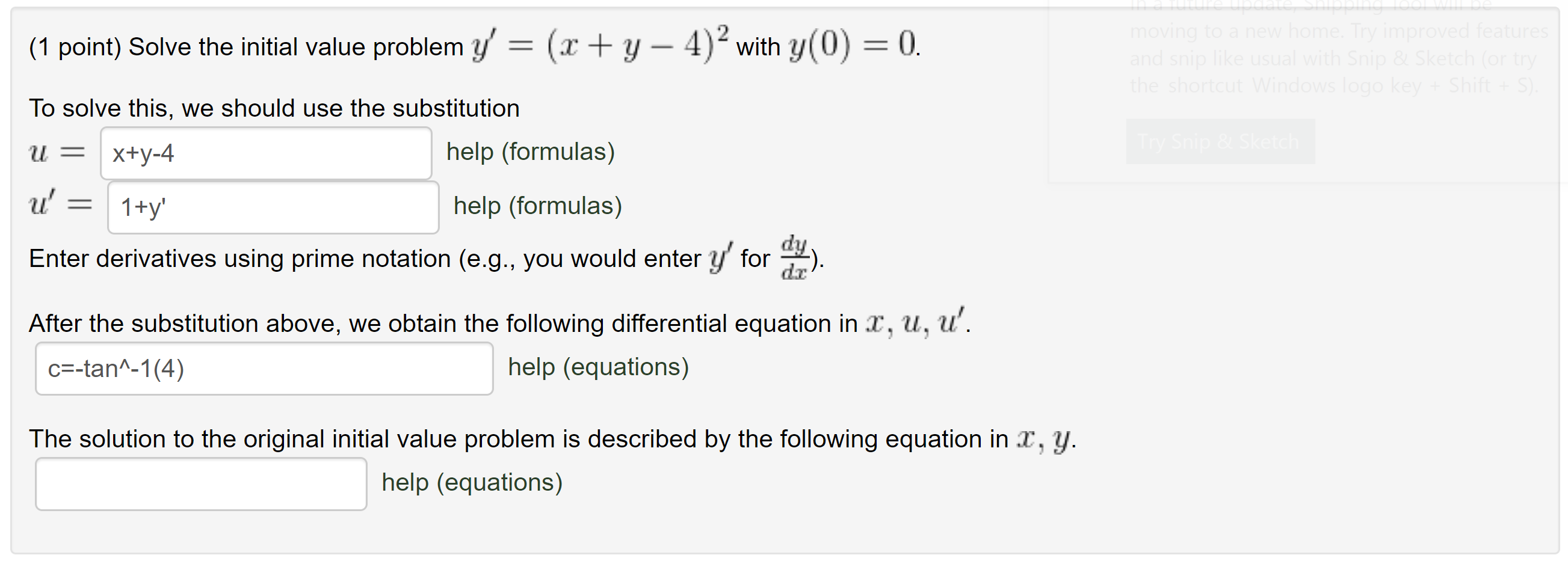 Solved 1 Point Solve The Initial Value Problem Y X Chegg Com