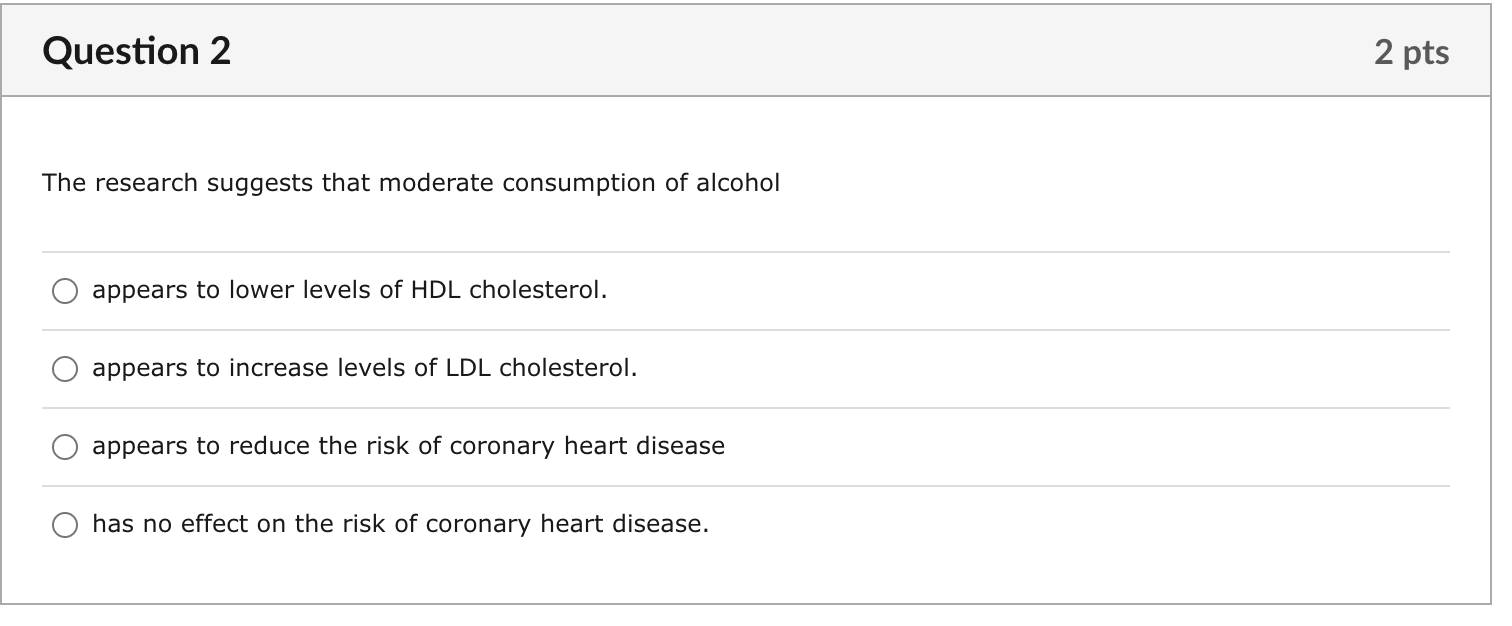 Solved The research suggests that moderate consumption of | Chegg.com
