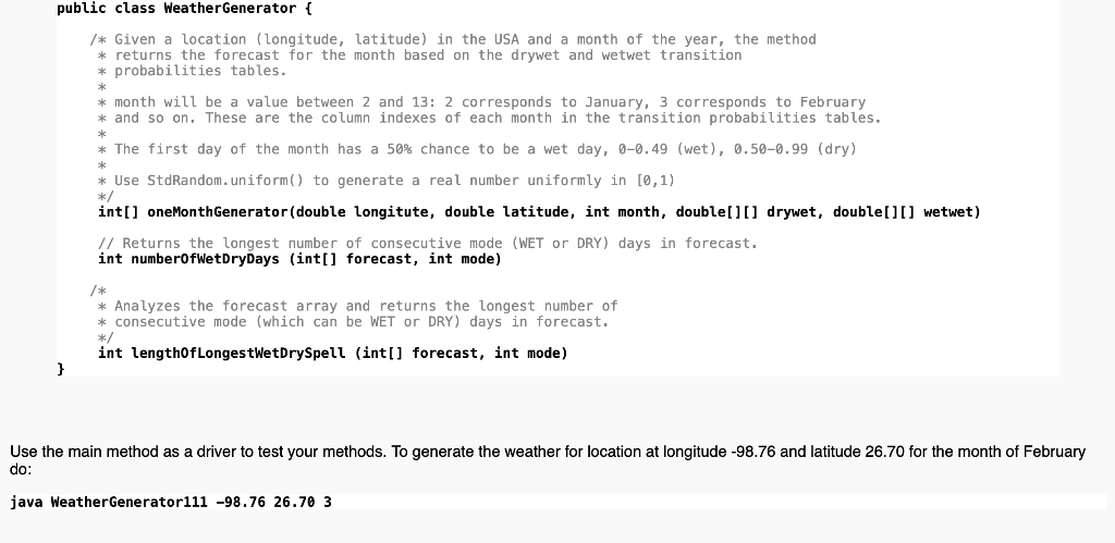 3. Weather Generator (40 points) Overview A weather | Chegg.com