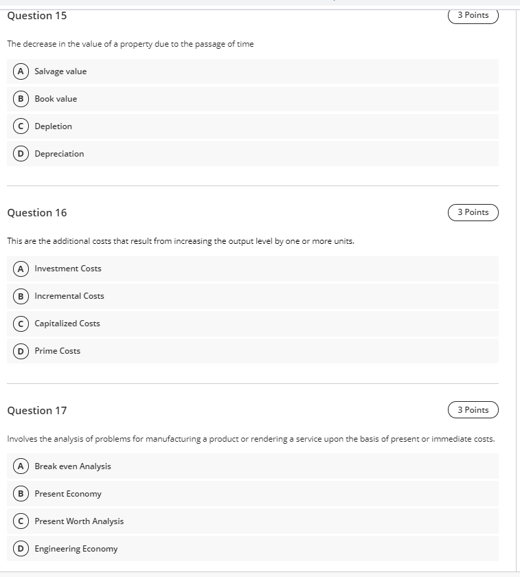 Solved Question 15 3 Points The decrease in the value of a | Chegg.com