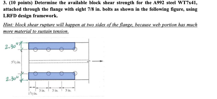 Solved 3. (10 Points) Determine The Available Block Shear | Chegg.com