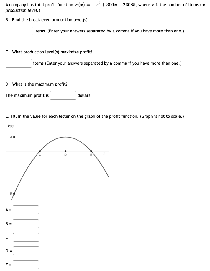 Solved A company has total profit function | Chegg.com
