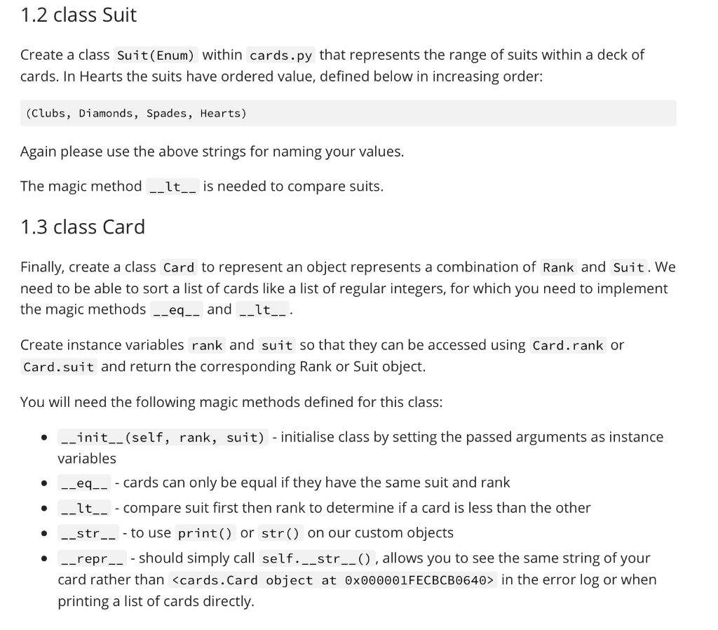 Solved Task 1: Cards The first task is to create your own | Chegg.com