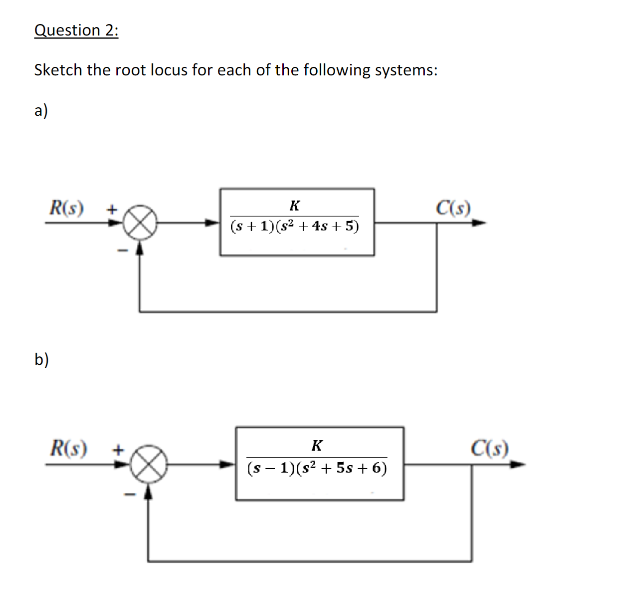 Solved Sketch The Root Locus For Each Of The Following | Chegg.com