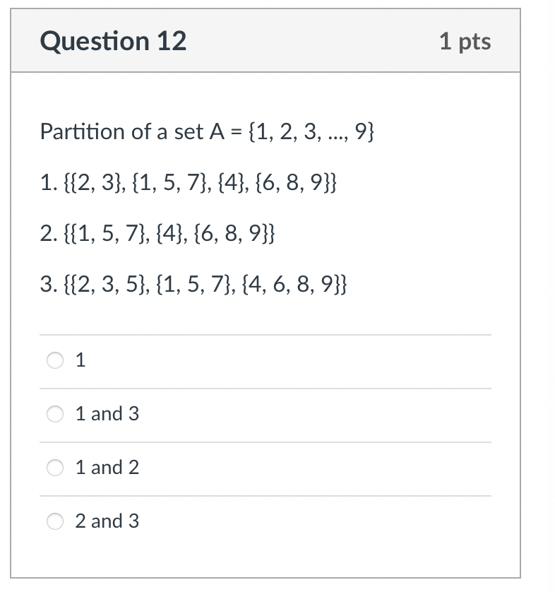 Partition of a set A={1,2,3,…,9} 1. | Chegg.com