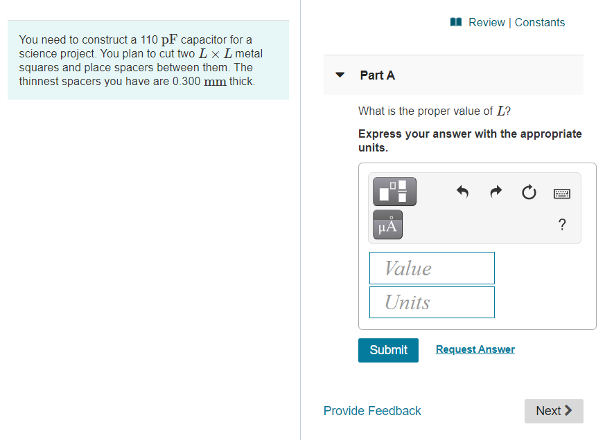 Solved Review | Constants You need to construct a 110 pF | Chegg.com