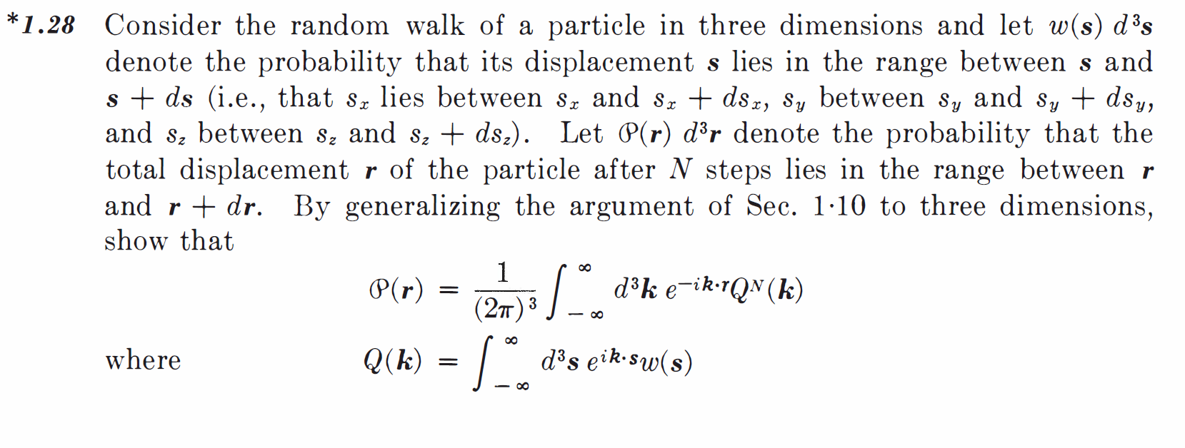 Solved *1.28 Consider the random walk of a particle in three | Chegg.com