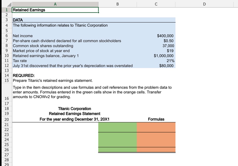 Solved A B C D Retained Earnings DATA The Following | Chegg.com