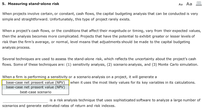 Solved 5. Measuring stand-alone risk Aa Aa When projects | Chegg.com