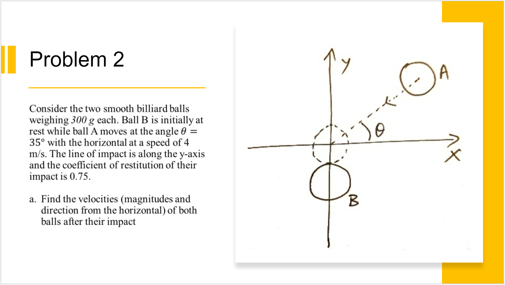 Solved Problem 2 A O Consider the two smooth billiard balls