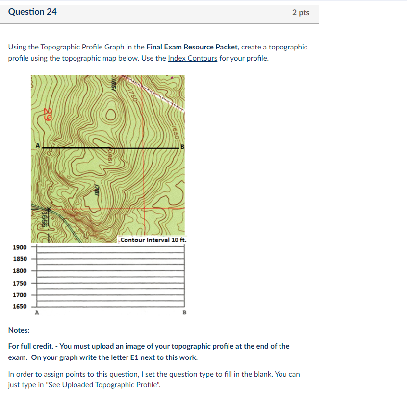 Solved Using The Topographic Profile Graph In The Final Exam | Chegg.com