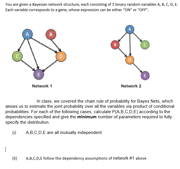 Solved You Are Given A Bayesian Network Structure, Each | Chegg.com