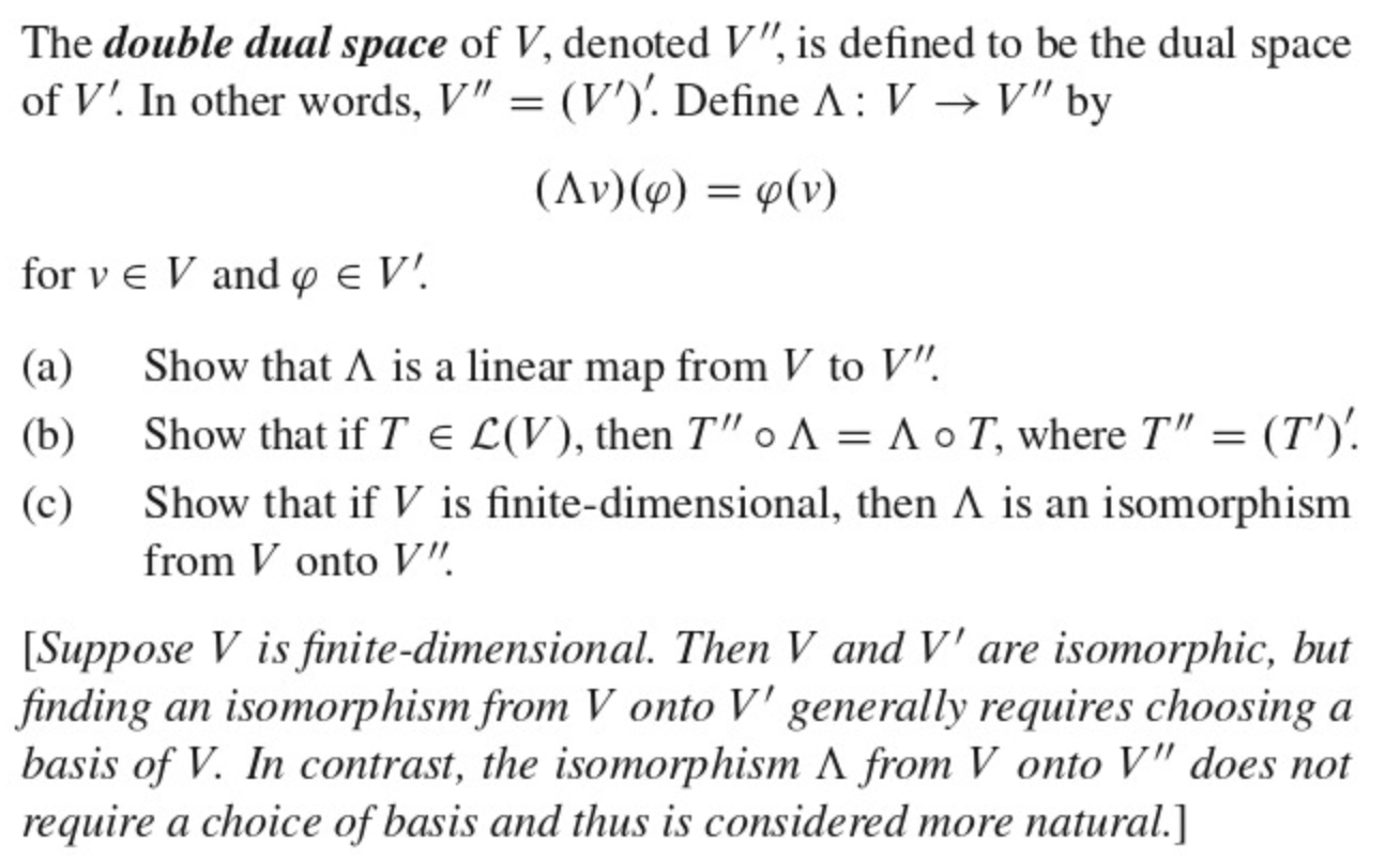 Solved The double dual space of V, denoted V", is defined to