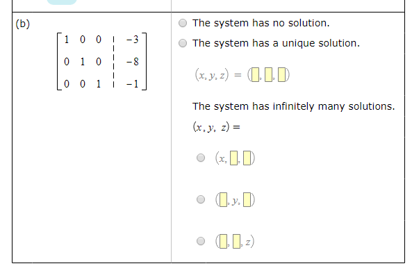 Solved Two Augmented Matrices For Two Linear Systems In The