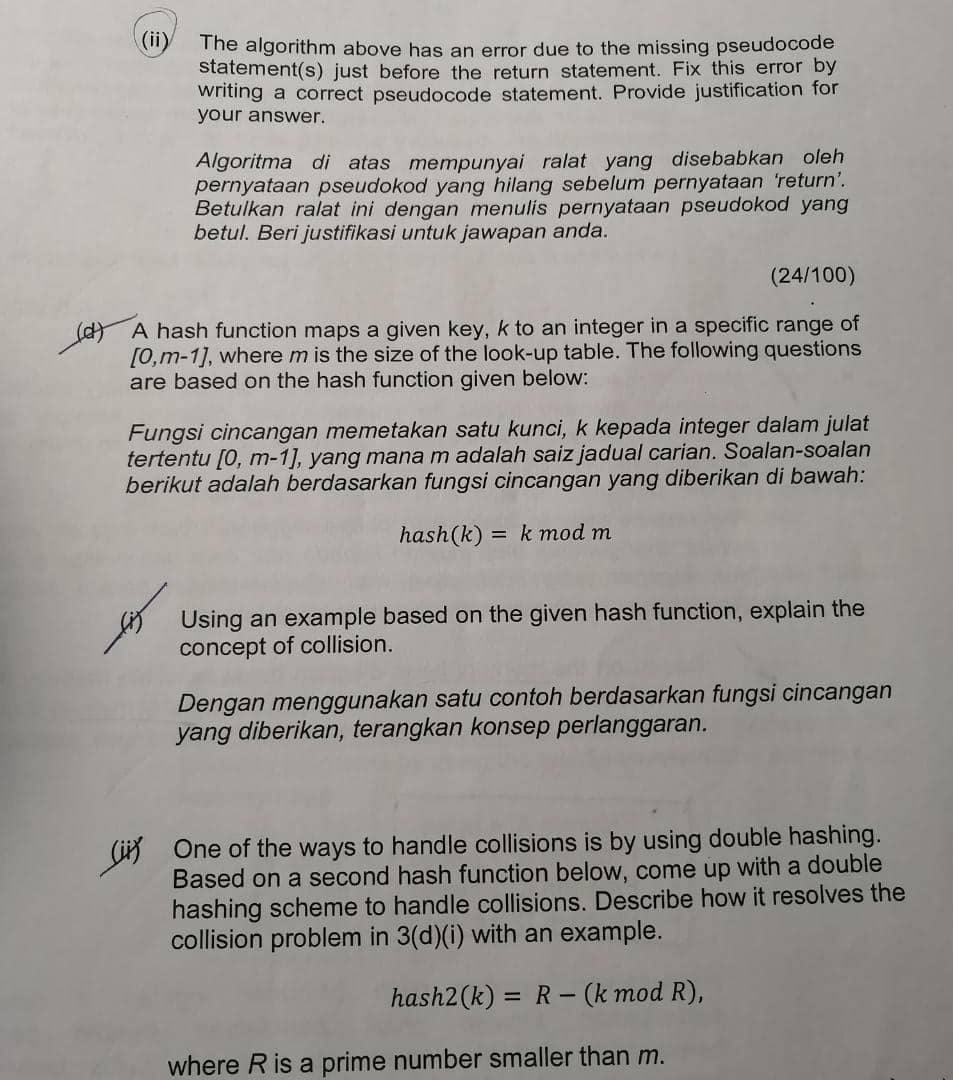 Solved 3. (a) Answer the questions below based on the given | Chegg.com
