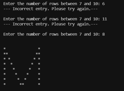 Solved Inside a loop prompt the user for a number of rows | Chegg.com
