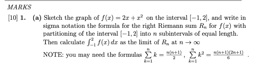 Solved MARKS [10] 1. (a) Sketch the graph of f(x) = 2x + x2 | Chegg.com