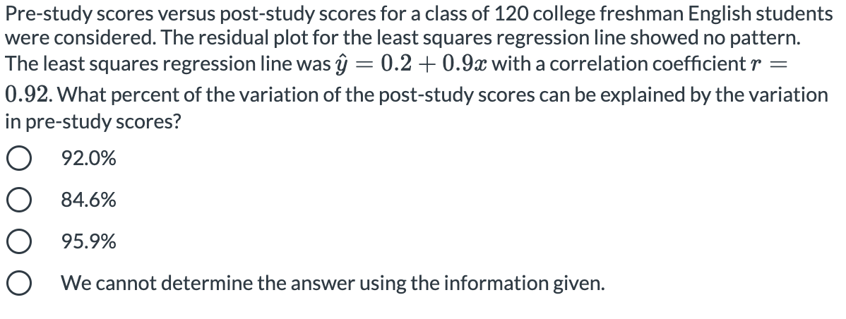 Solved Pre-study scores versus post-study scores for a class | Chegg.com