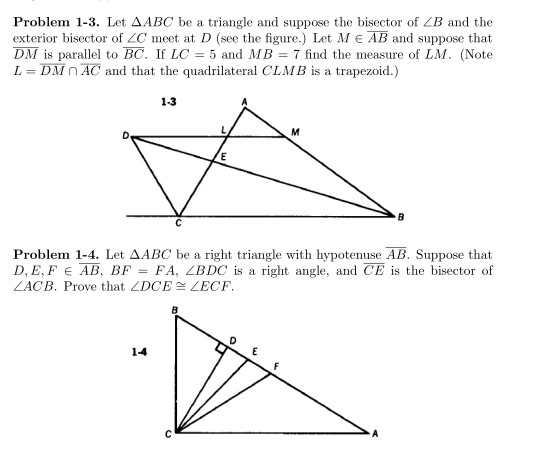 Solved Problem 1-3. Let AABC be a triangle and suppose the | Chegg.com