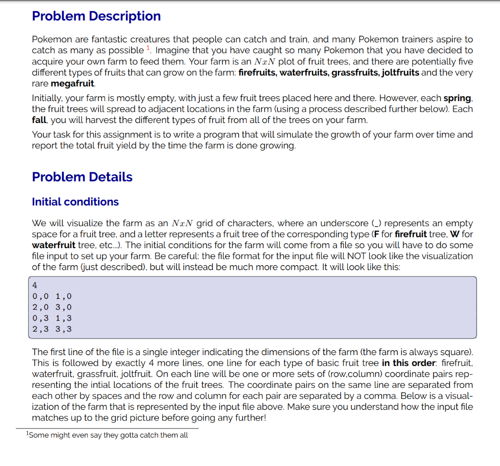 Problem Description Pokemon are fantastic creatures | Chegg.com