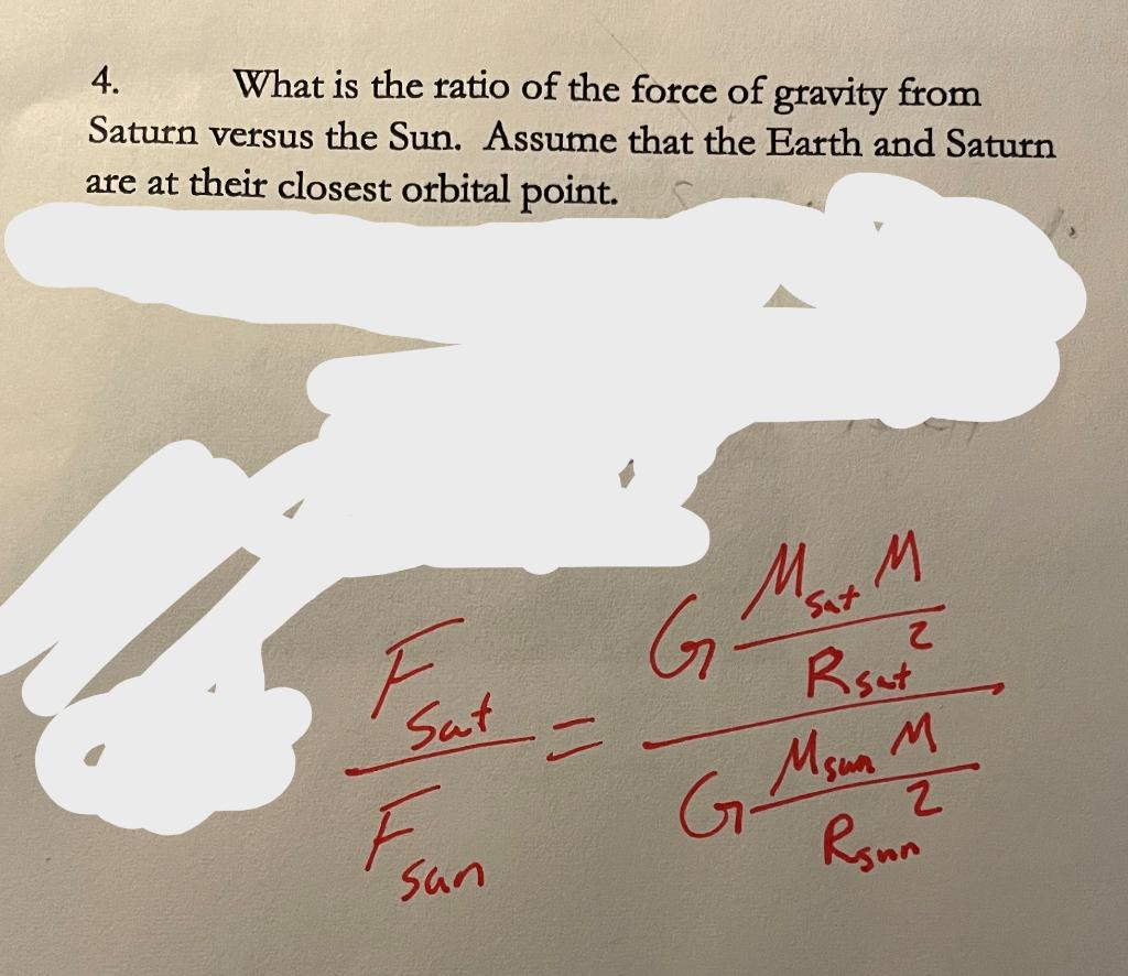 force of gravity between saturn and sun