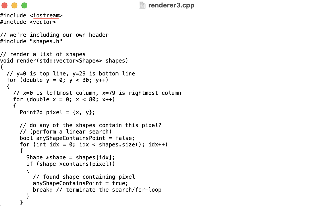 Solved Download shapes.h and renderer3.cpp from Canvas. (a) | Chegg.com