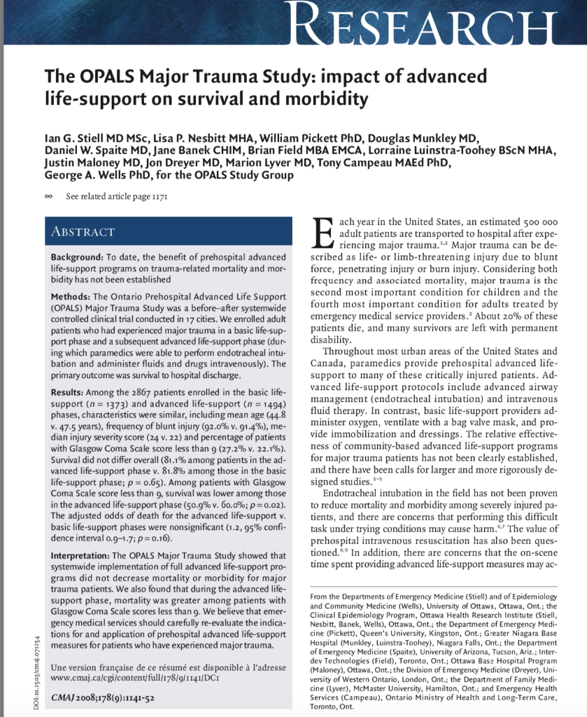 RESEARCH The OPALS Major Trauma Study: impact of | Chegg.com