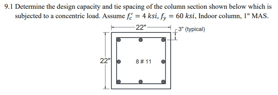 Solved 9.1 Determine the design capacity and tie spacing of | Chegg.com