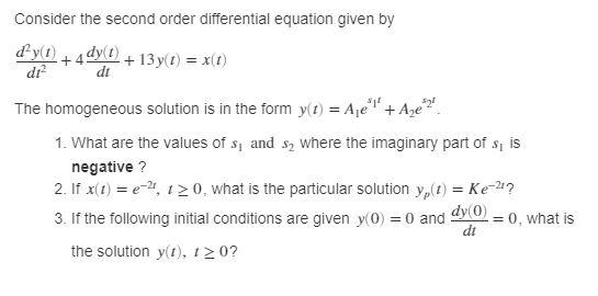 Solved Consider the second order differential equation given | Chegg.com