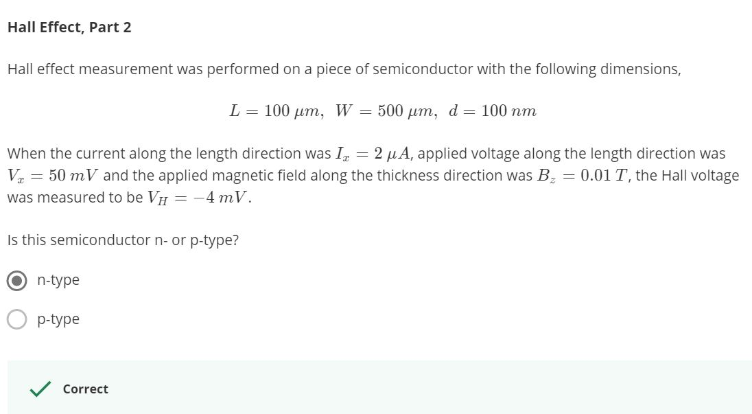 Solved Hall Effect, Part 2 Hall Effect Measurement Was | Chegg.com