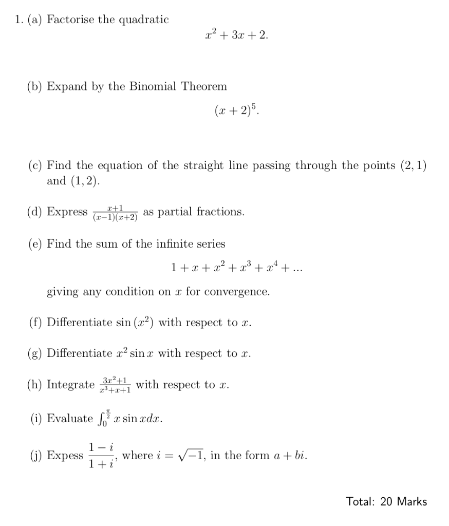 Solved 1 A Factorise The Quadratic X 3x 2 B Ex Chegg Com