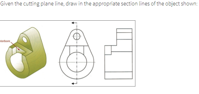 Cutting Line View Solved Given the cutting plane line, draw in the appropriate | Chegg.com