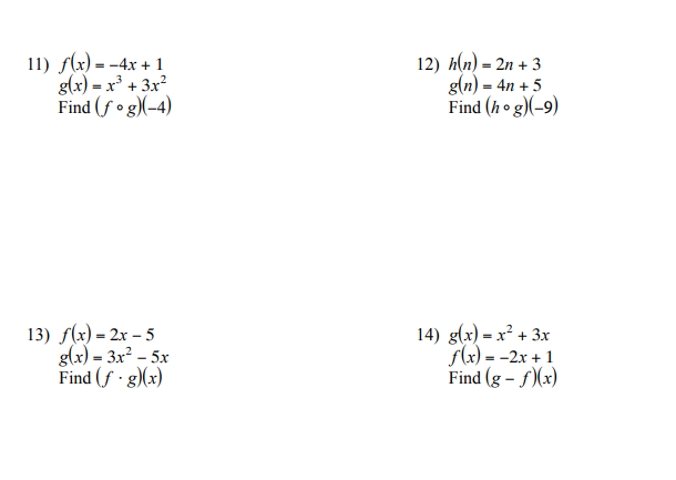 Solved 11 F X 4x 1 G X X 3x Find Fºg 4 12 Chegg Com