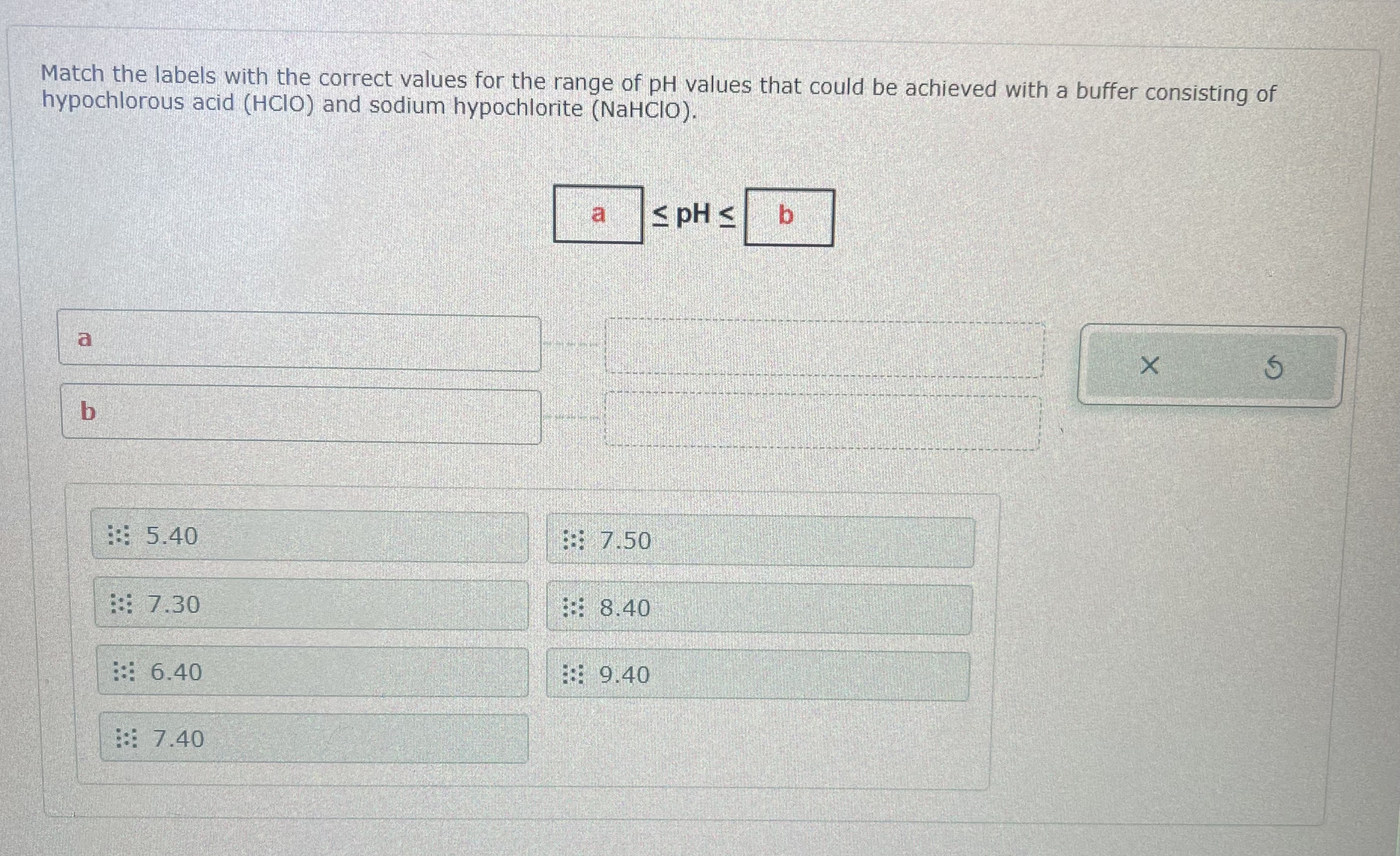 Solved Match the labels with the correct values for the | Chegg.com