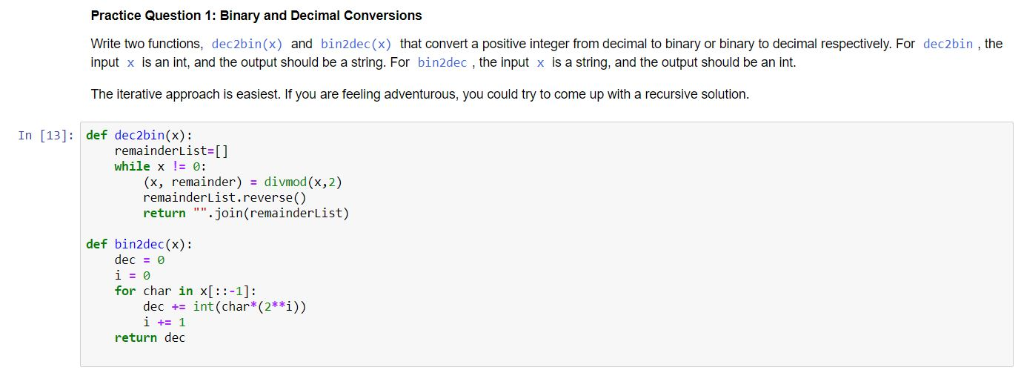Solved Practice Question 1: Binary and Decimal Conversions | Chegg.com