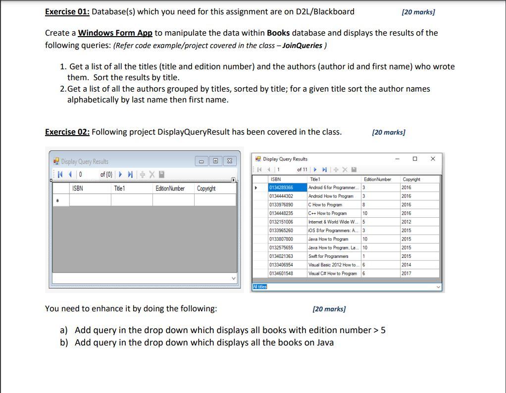 Solved Exercise 01: Database(s) Which You Need For This | Chegg.com