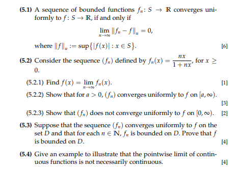 Solved (5.1) A Sequence Of Bounded Functions Fn:S→R | Chegg.com