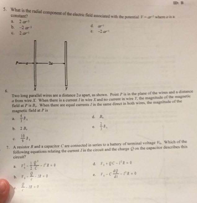 Solved ID: B 5. What is the radial component of the electric | Chegg.com