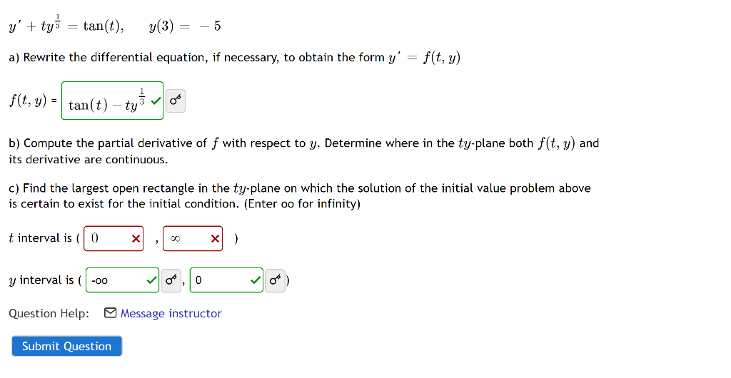 Solved Y Tyl Tan T Y 3 5 A Rewrite The Diffe Chegg Com