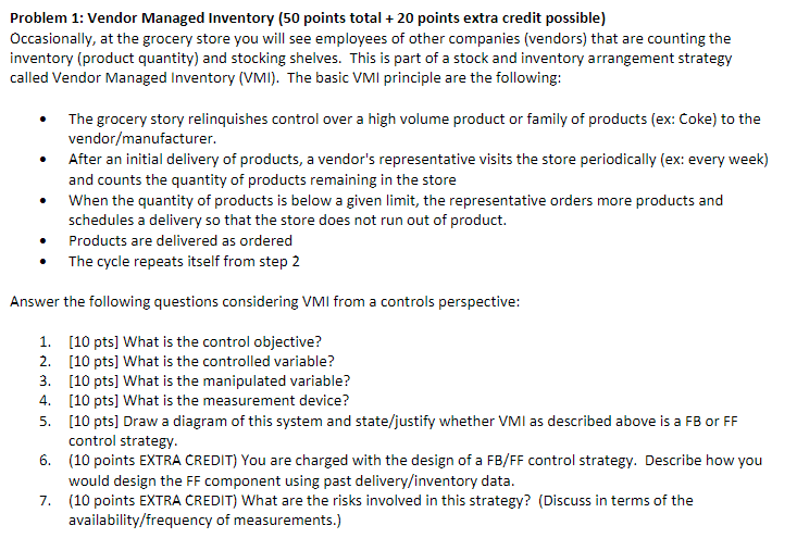 Solved Problem 1: Vendor Managed Inventory (50 Points Total | Chegg.com