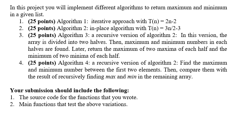 implementing a few advanced algorithms with python |... Solved In this project you will implement different | Chegg.com