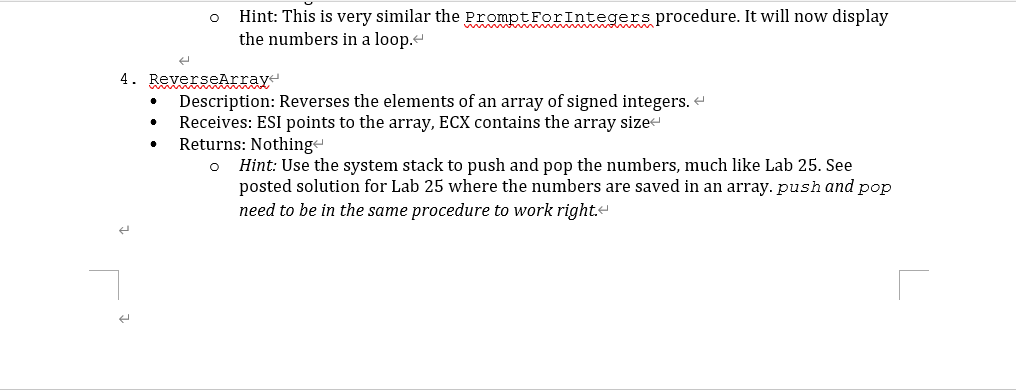Solved Procedures to Enter, Display and Reverse an Array | Chegg.com