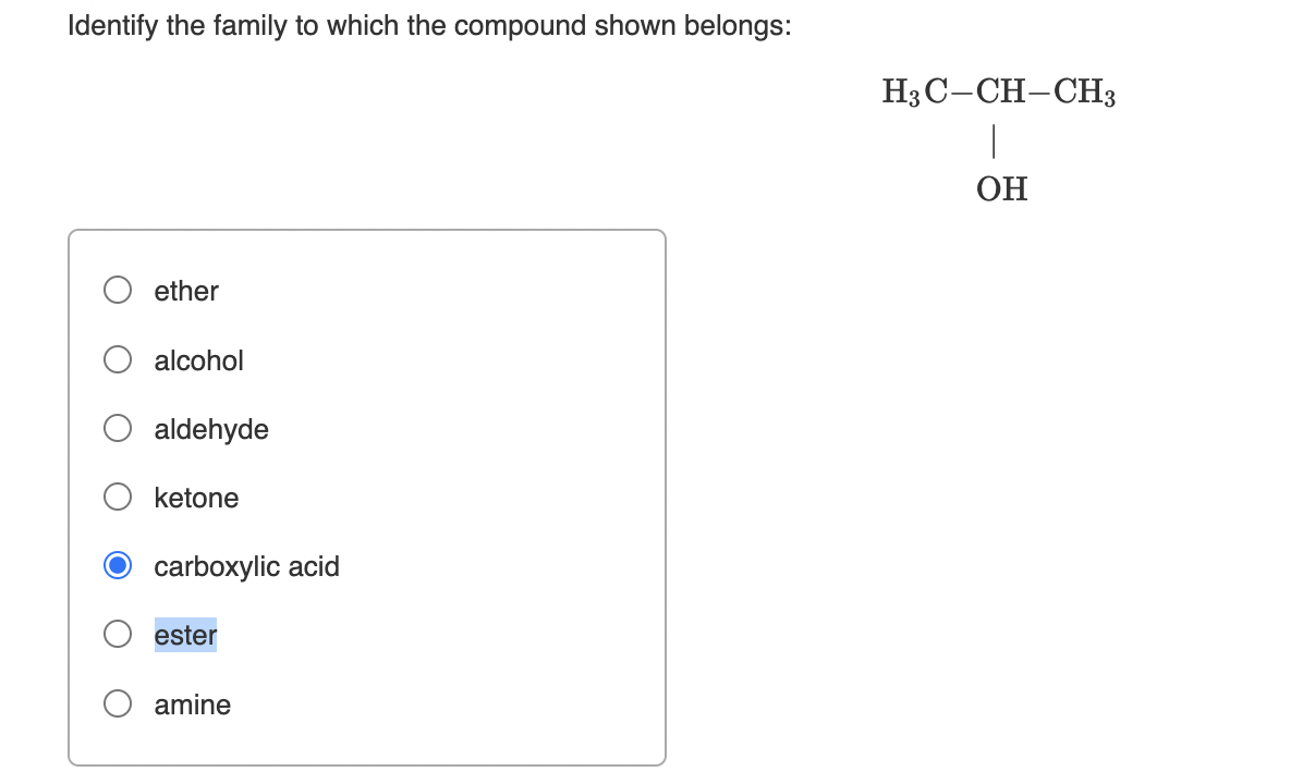 Solved Identify the family to which the compound shown | Chegg.com