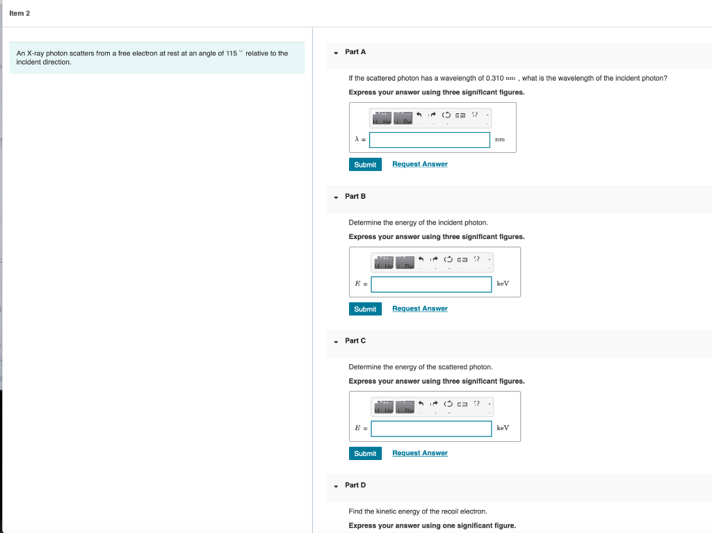 Solved Item 2 Part A An X-ray photon scatters from a free | Chegg.com